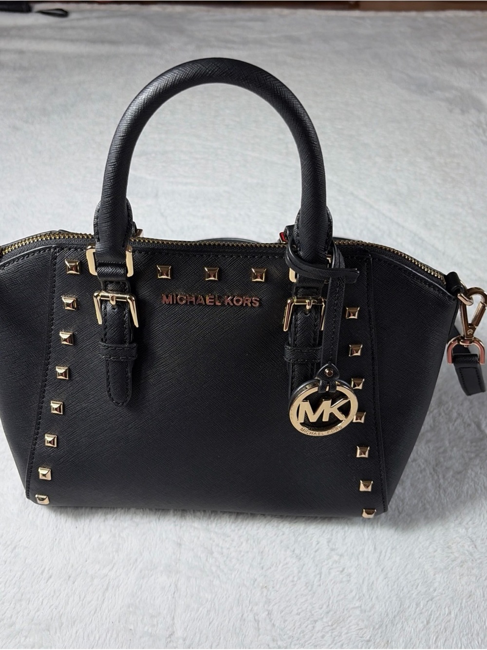 Michael Kors Medium Black Studded Ciara Handbag Excellent Condition